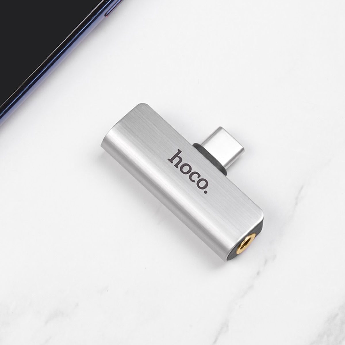 Hoco LS26 Type-C 2-in-1 Adapter – Αντάπτορας Ήχου & Φόρτισης με Υποστήριξη Μικροφώνου - Ασημί