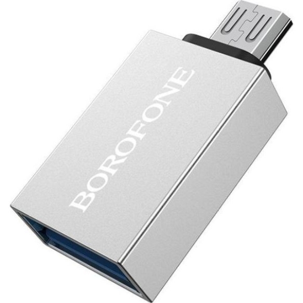 Borofone BV2 Μετατροπέας Micro USB σε USB-A – USB 3.0, OTG, Ταχύτητα έως 5Gbps - Ασημί