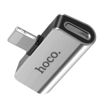 Hoco LS24 Dual Lightning Adapter – Αντάπτορας Ήχου & Φόρτισης για iPhone - Ασημί