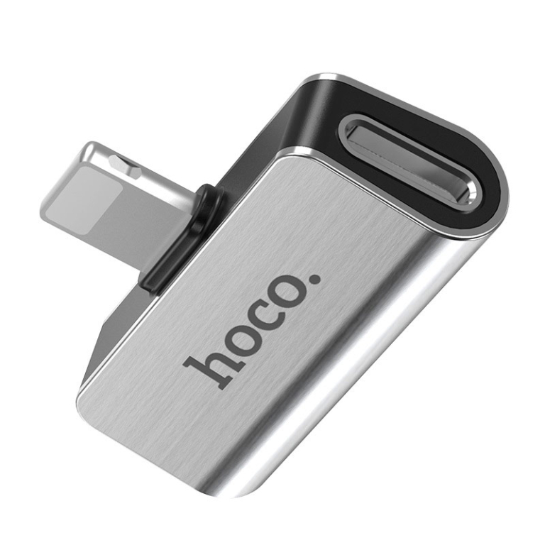 Hoco LS24 Dual Lightning Adapter – Αντάπτορας Ήχου & Φόρτισης για iPhone - Ασημί