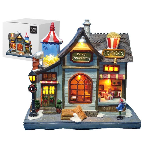 Παράσταση Xmas Εργαστήρι Pop Corn με Φως, Κίνηση & Μουσική Μπαταρίας 23x22x14cm