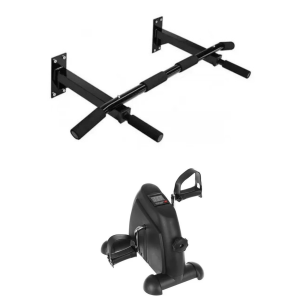 Σετ Γυμναστικής Μονόζυγο Τοίχου έως 130kg + Στατικό Ποδήλατο Πεταλιέρα με Αντίσταση