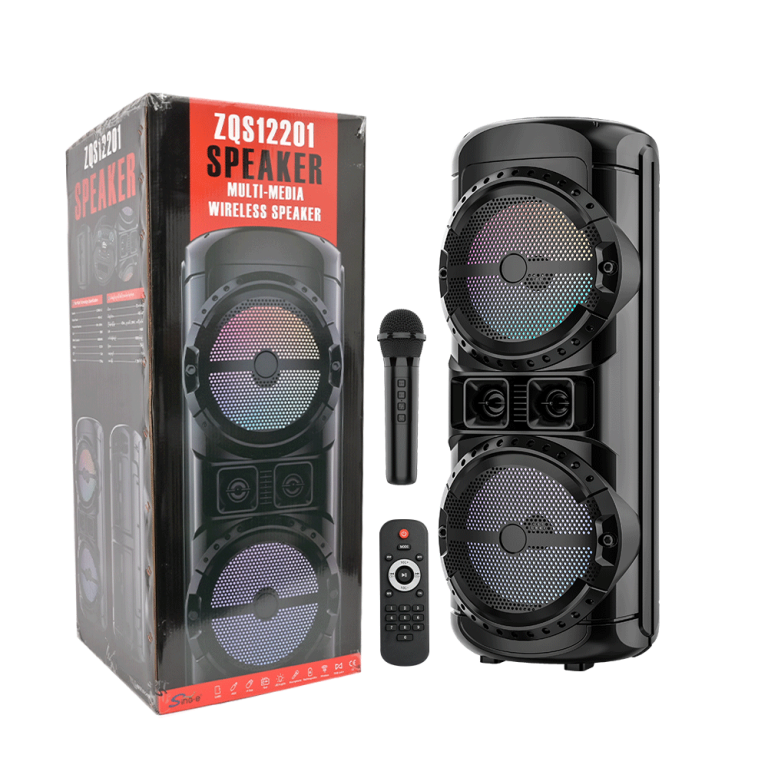SING-E ZQS12201 Φορητό Bluetooth DJ Ηχείο 2×12″ 80W με Ισχυρό Μπάσο, Karaoke & LED Φωτισμό