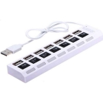 USB 2.0 Hub 7 Θυρών με Σύνδεση USB-A – Λευκό, Ταχύτητα 480Mbps, Μεμονωμένοι Διακόπτες On/Off