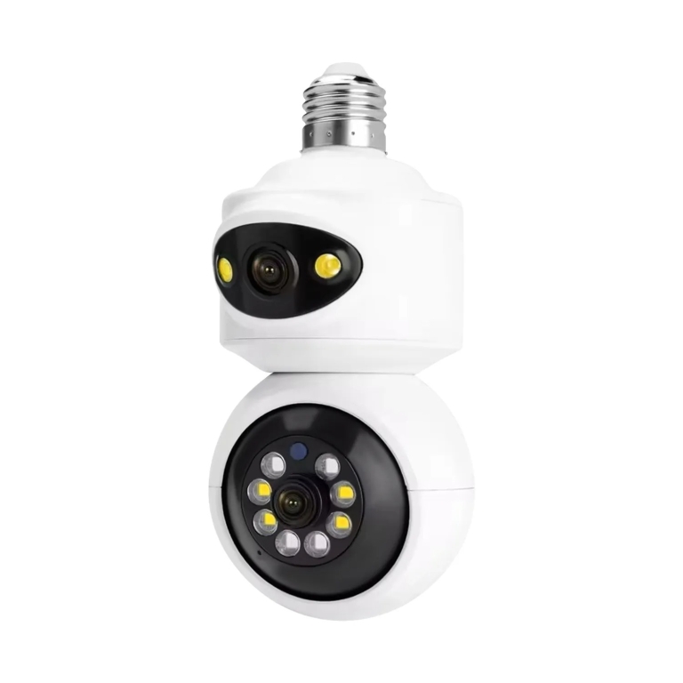 WiFi Κάμερα Ασφαλείας 360° με Διπλό Φακό & Νυχτερινή Όραση – Ασύρματη Λάμπα Κάμερα με Motion Tracking & Αμφίδρομο Ήχο