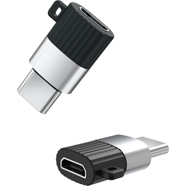 XO NB149-A Μετατροπέας USB-C σε Micro USB – OTG, Γρήγορη Φόρτιση & Μεταφορά Δεδομένων - Μαύρο/Ασημί