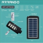 Ηλιακό Φωτιστικό Δρόμου 120W Με Τηλεχειριστήριο Arrango AP79248