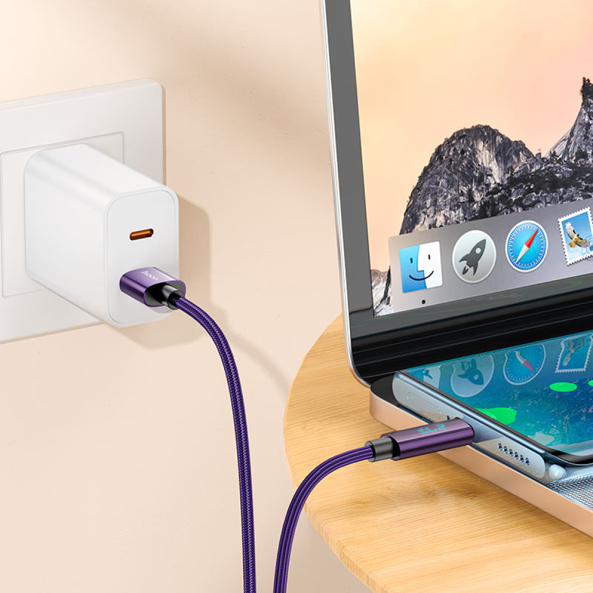 Καλώδιο 1.2m USB σε Type-C 5A με Οθόνη LED Hoco U125 Benefit