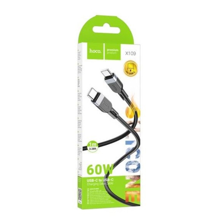 Καλώδιο Δεδομένων USB-C σε USB-C 60W 3m Μαύρο Hoco X109