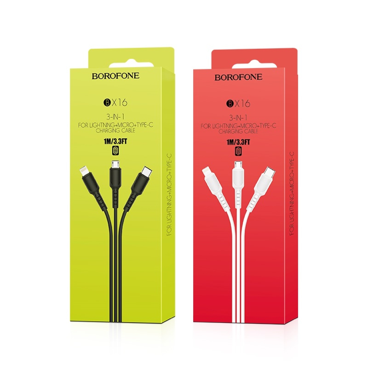 Καλώδιο Φόρτισης 3 Σε 1 Lightning / Micro-USB / Type-C 1m Borofone BX16 Easy