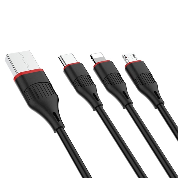 Καλώδιο Φόρτισης 3 Σε 1 Lightning / Micro-USB / Type-C 1m Borofone BX17 Enjoy