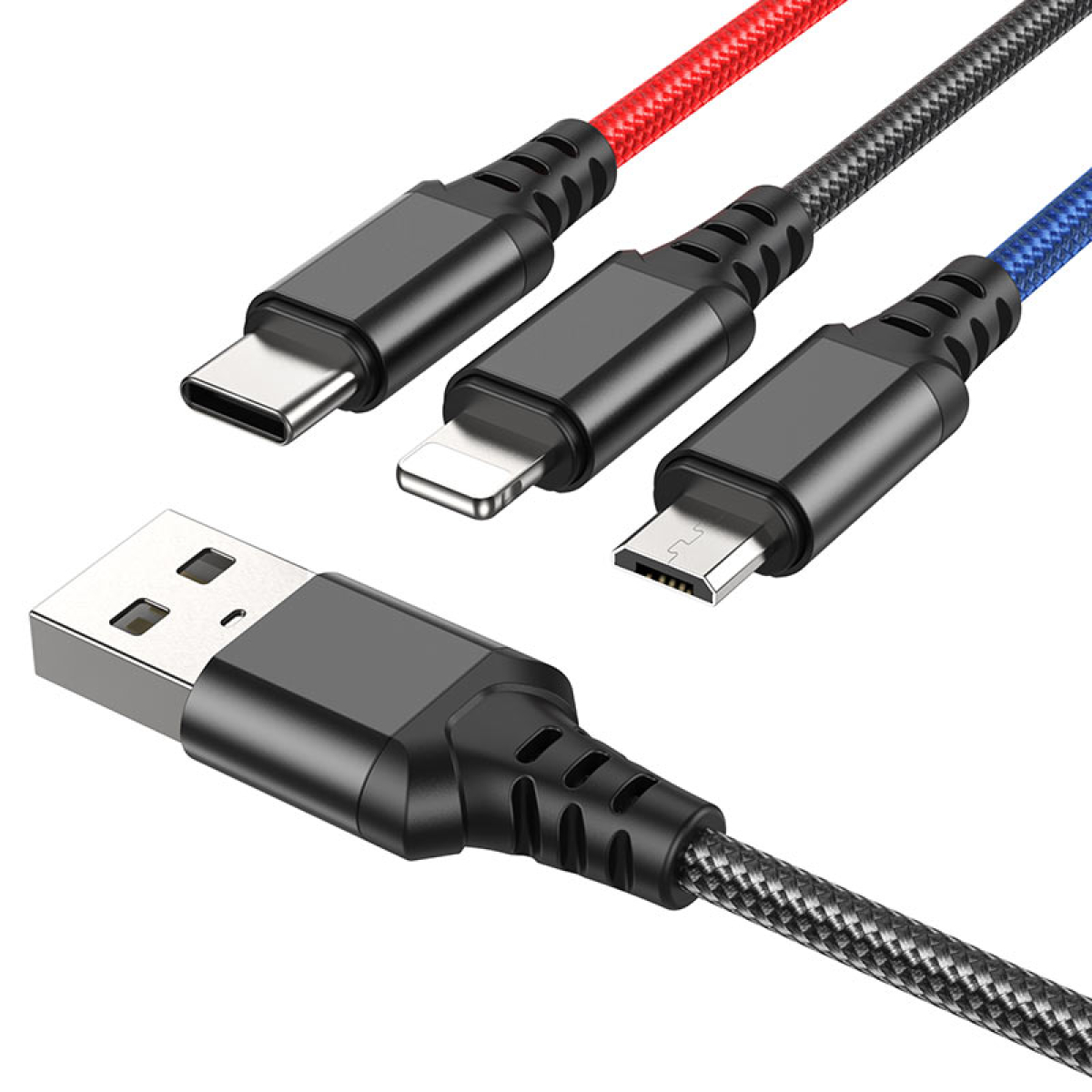 Καλώδιο Φόρτισης 3 Σε 1 Lightning / Micro-USB / Type-C 1m Hoco X76 Super