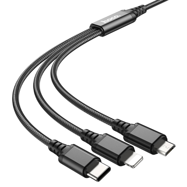 Καλώδιο Φόρτισης 3 Σε 1 Lightning / Micro-USB / Type-C 1m Hoco X76 Super