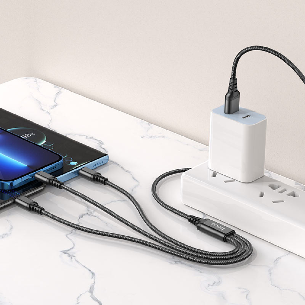 Καλώδιο Φόρτισης 3 Σε 1 Lightning / Micro-USB / Type-C 1m Hoco X76 Super