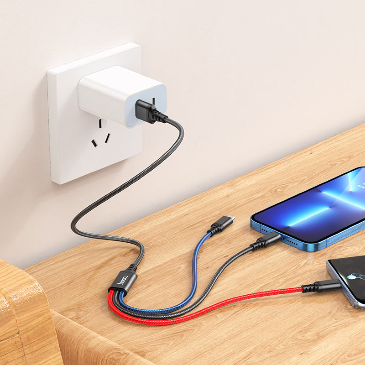 Καλώδιο Φόρτισης 3 Σε 1 Lightning / Micro-USB / Type-C 1m Hoco X76 Super