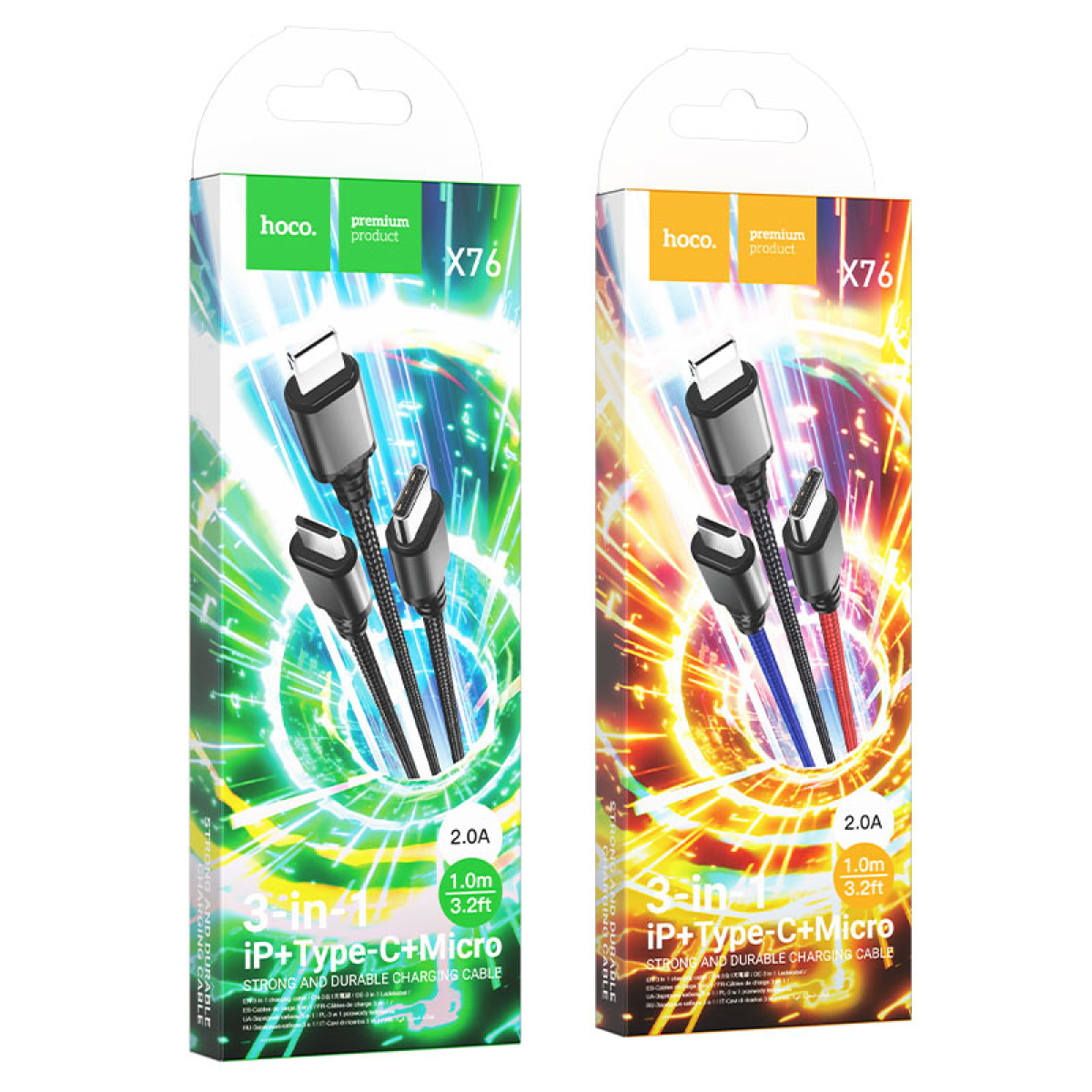 Καλώδιο Φόρτισης 3 Σε 1 Lightning / Micro-USB / Type-C 1m Hoco X76 Super