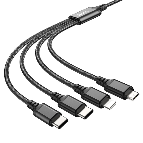 Καλώδιο Φόρτισης 4 Σε 1 Lightning / Micro-USB / 2x Type-C 1m Hoco X76 Super
