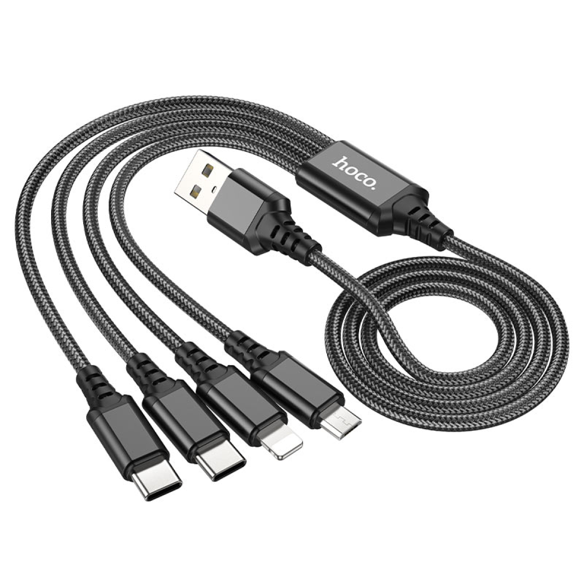 Καλώδιο Φόρτισης 4 Σε 1 Lightning / Micro-USB / 2x Type-C 1m Hoco X76 Super