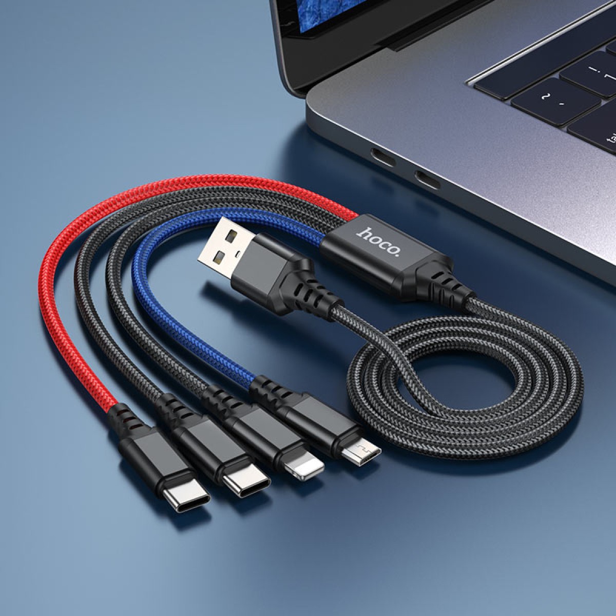 Καλώδιο Φόρτισης 4 Σε 1 Lightning / Micro-USB / 2x Type-C 1m Hoco X76 Super