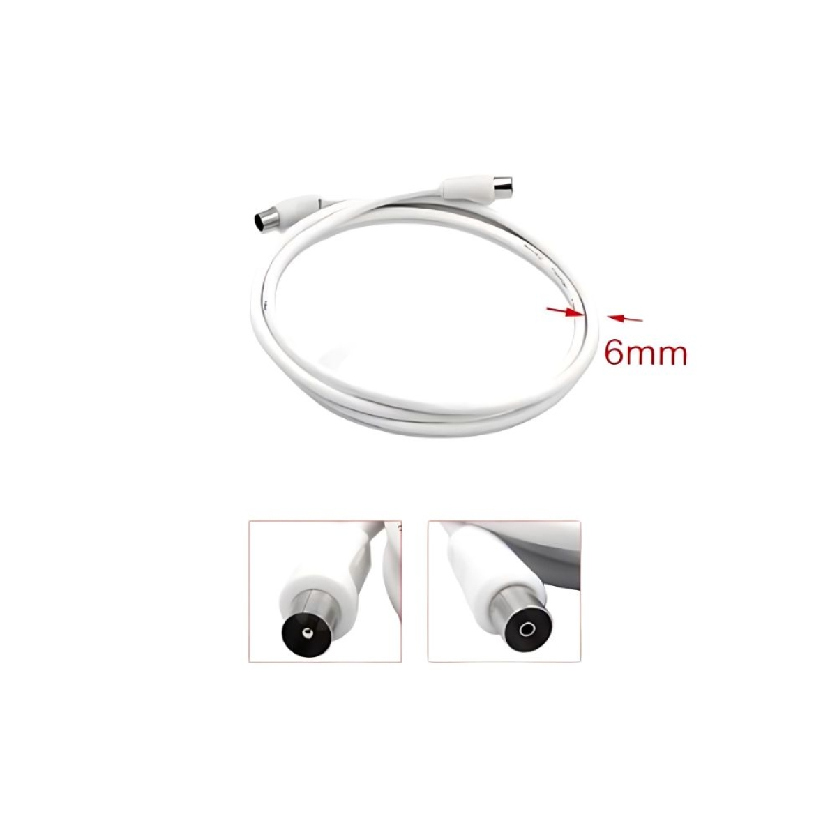 Καλώδιο Κεραίας Coax male - Coax female 1.5m HDTV 3D 4K Kmt 2303840, Λευκό