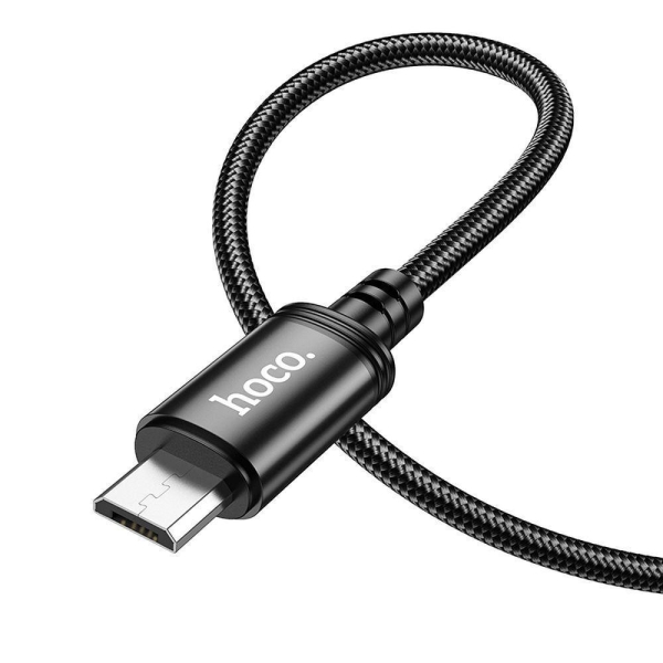 Καλώδιο USB-A 2.0 σε Micro USB 2m με Πλέξη Μαύρο Hoco X89