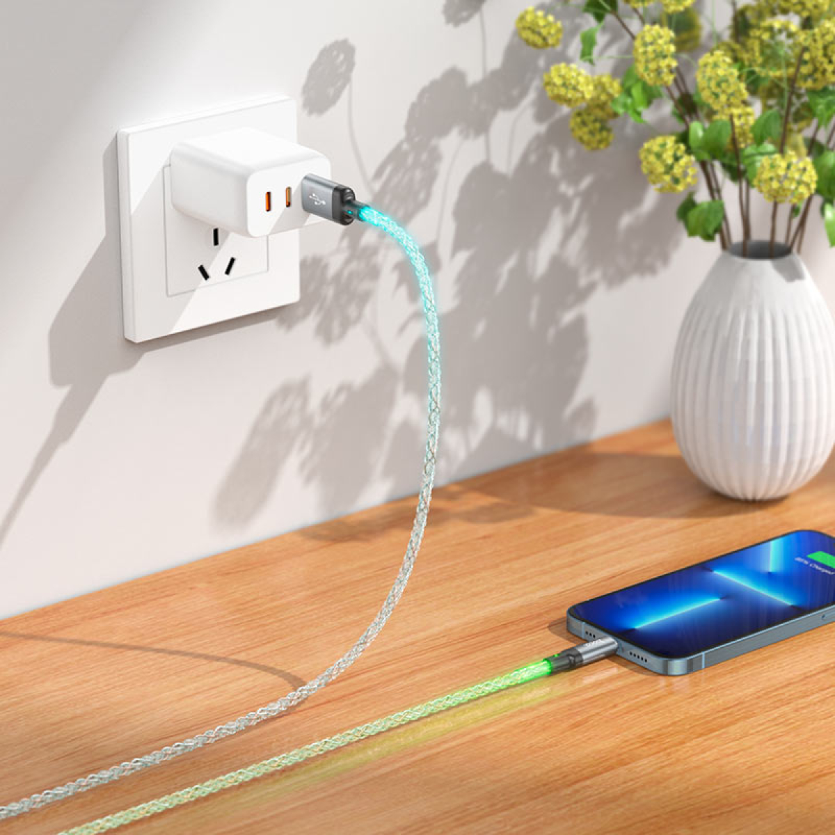 Καλώδιο USB-C σε Lightning 20W 1m με Φωτισμό Hoco U112 Shine