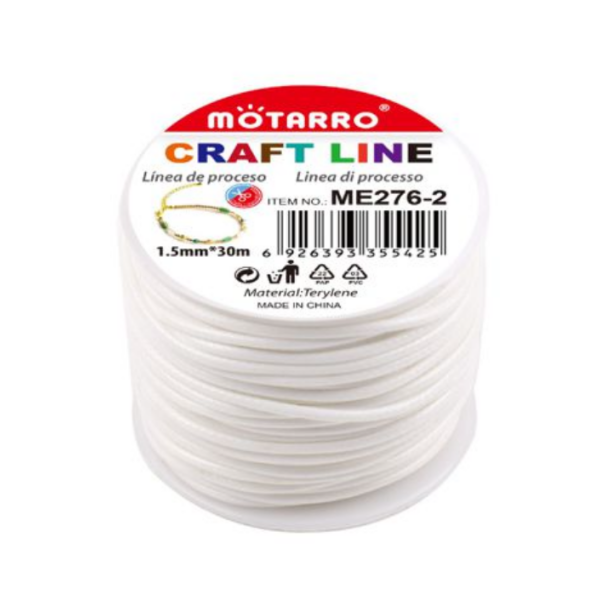 Κορδόνι Χειροτεχνίας Λευκό 1,5mm x 30m Motarro ME276-2