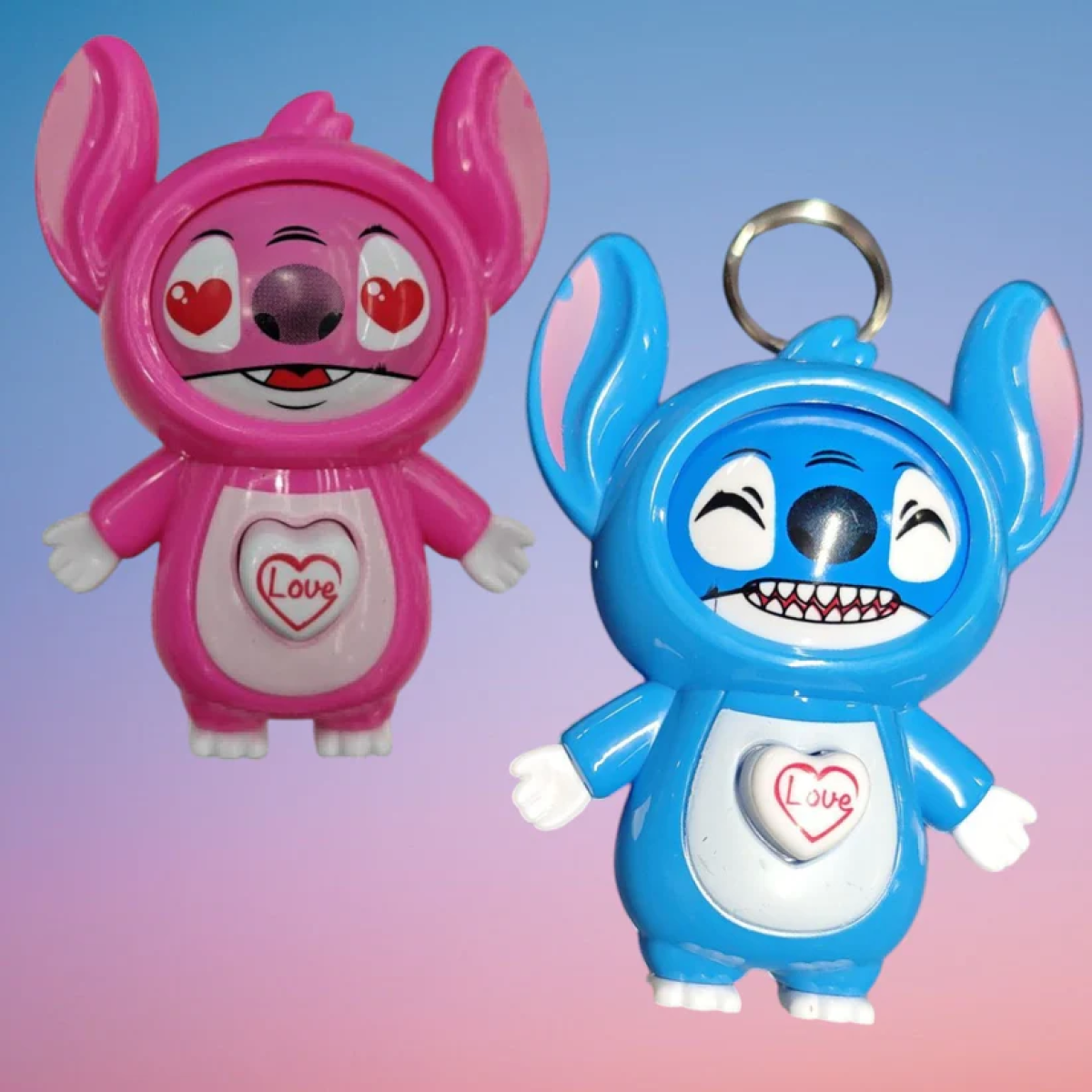 Κούκλα – Μπρελόκ Angel & Stitch Με Αλλαγή Προσώπων 9,5cm