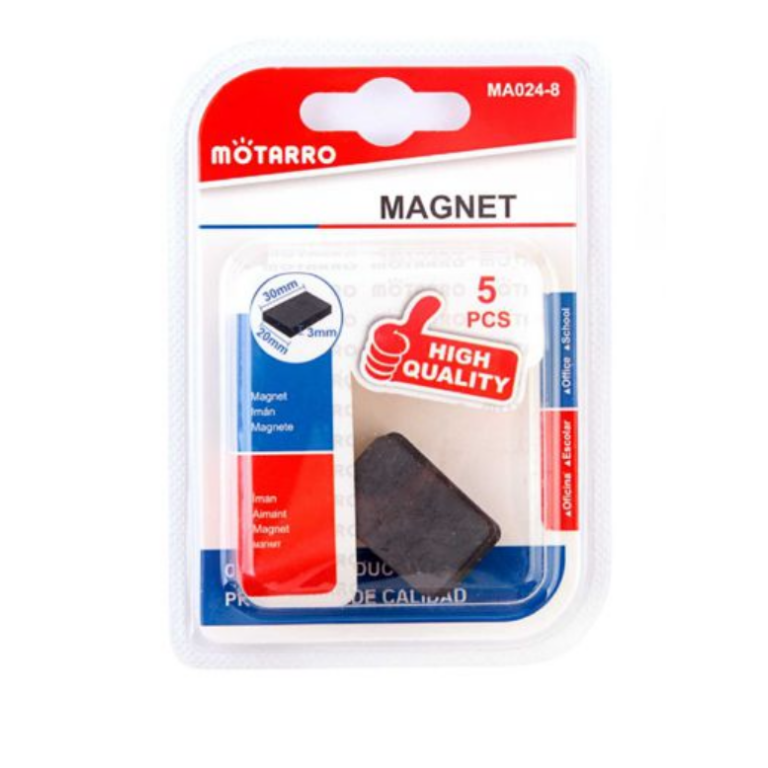 Μαγνήτες Ορθογώνιοι Μαύροι 30x20x3mm Σετ 5 Τεμαχίων Motarro MA024-8