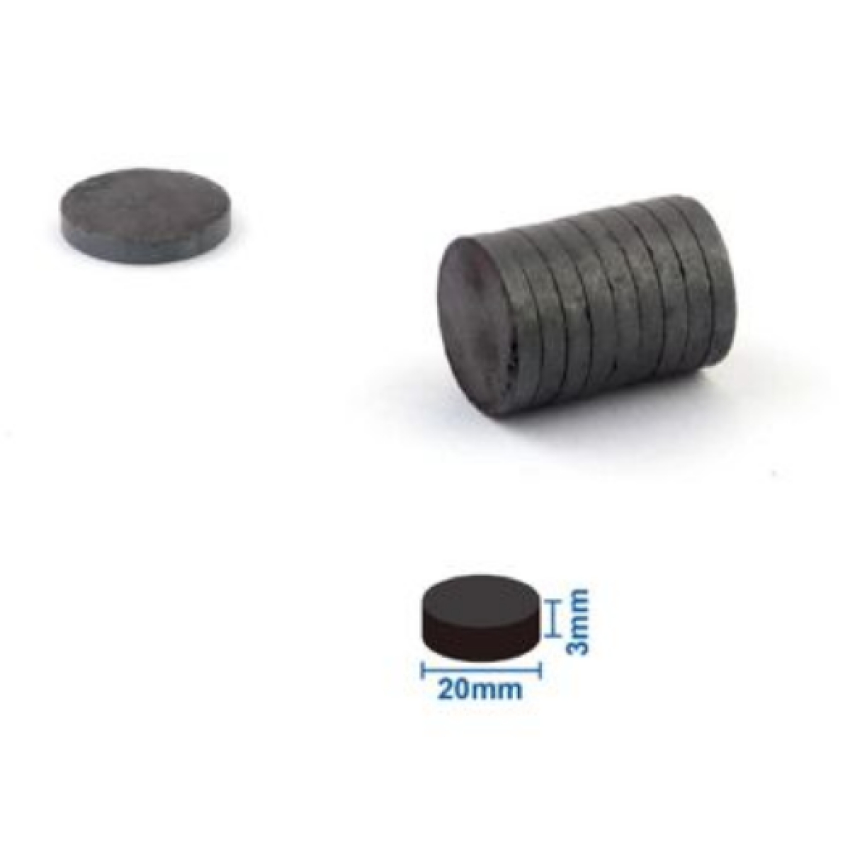 Μαγνήτες Στρογγυλοί 20mm Σετ 10 Τεμαχίων Motarro MA024-5