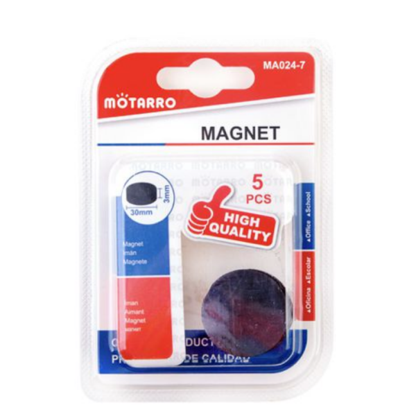 Μαγνήτες Στρογγυλοί 30mm Σετ 5 Τεμαχίων Motarro MA024-7