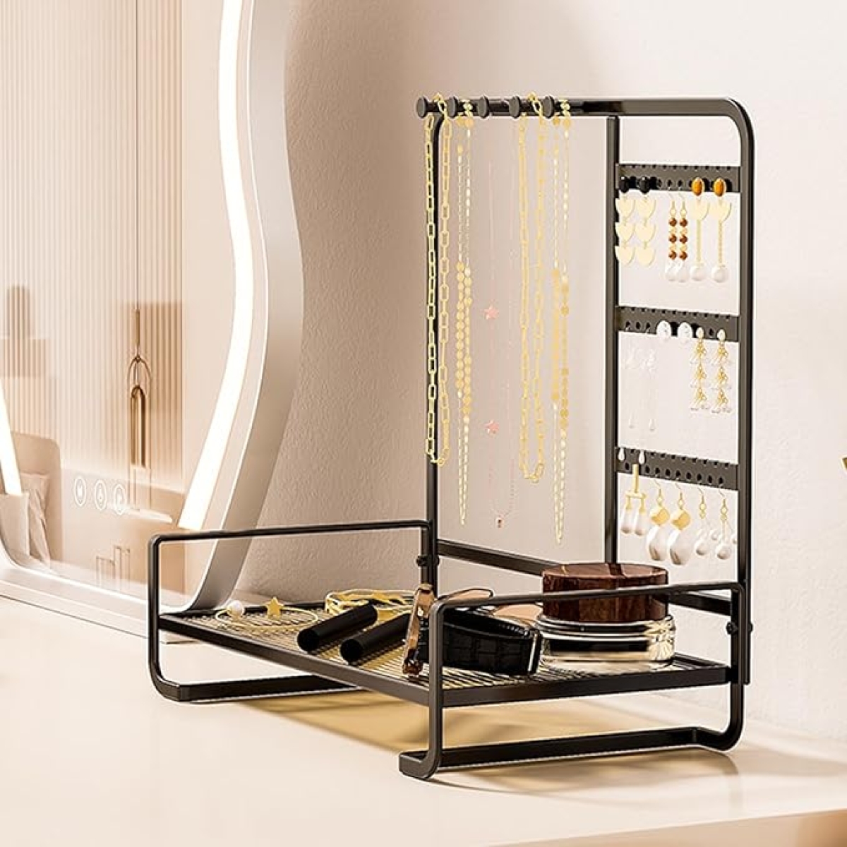 Μεταλλική Βάση Οργάνωσης Κοσμημάτων 27x15x27cm Μαύρη ΜΖΥ-506C