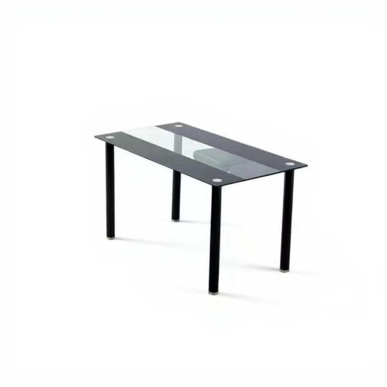 Μοντέρνο Τραπέζι Κουζίνας με Γυάλινη Επιφάνεια & Μεταλλικό Σκελετό – 120 x 80 εκ