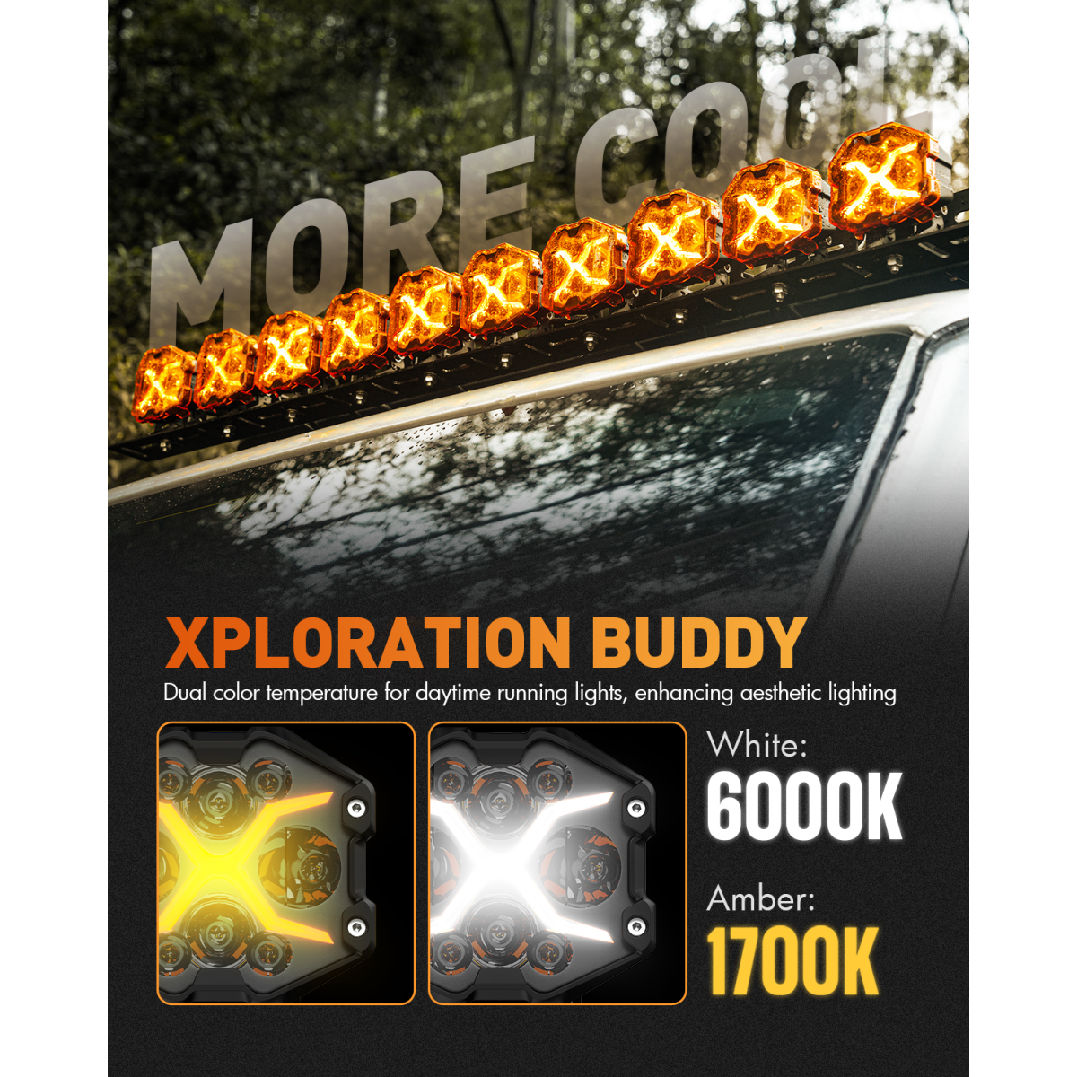 NovSight Σετ Προβολείς LED Offroad X Series 2 Τεμάχια 60W 3000LM 1700K/6000K Αδιάβροχοι