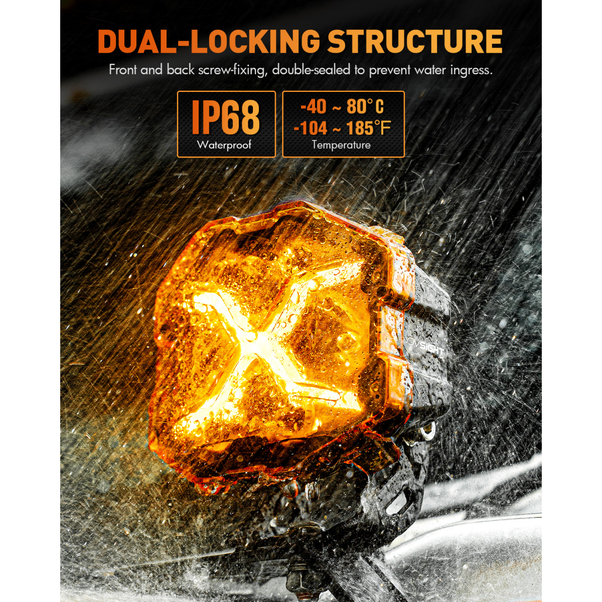 NovSight Σετ Προβολείς LED Offroad X Series 2 Τεμάχια 60W 3000LM 1700K/6000K Αδιάβροχοι