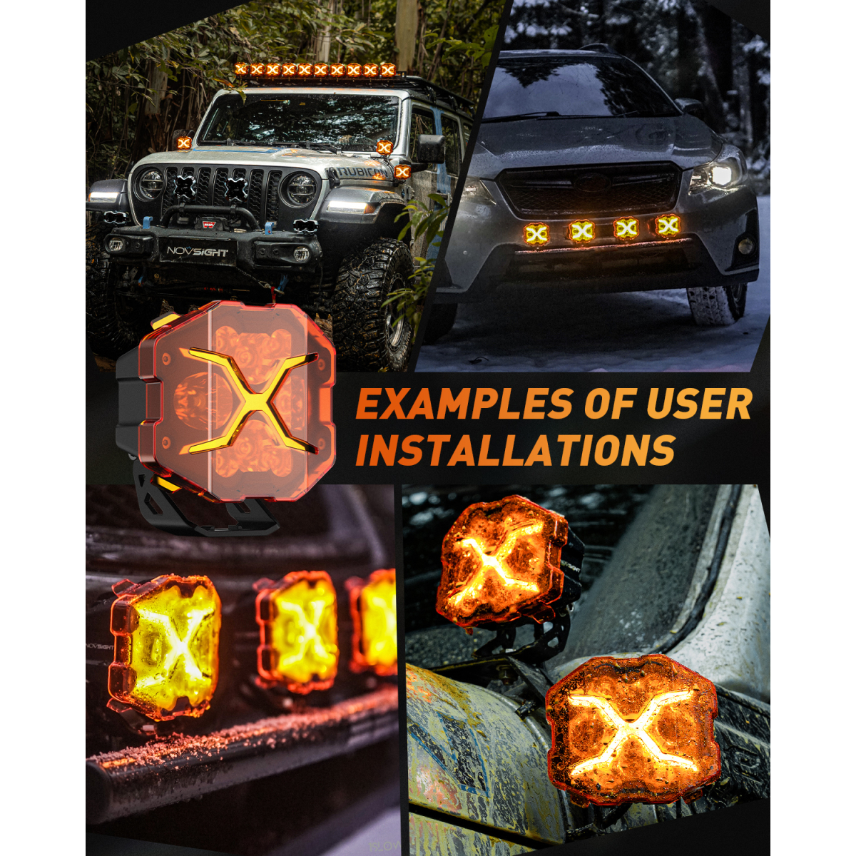 NovSight Σετ Προβολείς LED Offroad X Series 2 Τεμάχια 60W 3000LM 1700K/6000K Αδιάβροχοι