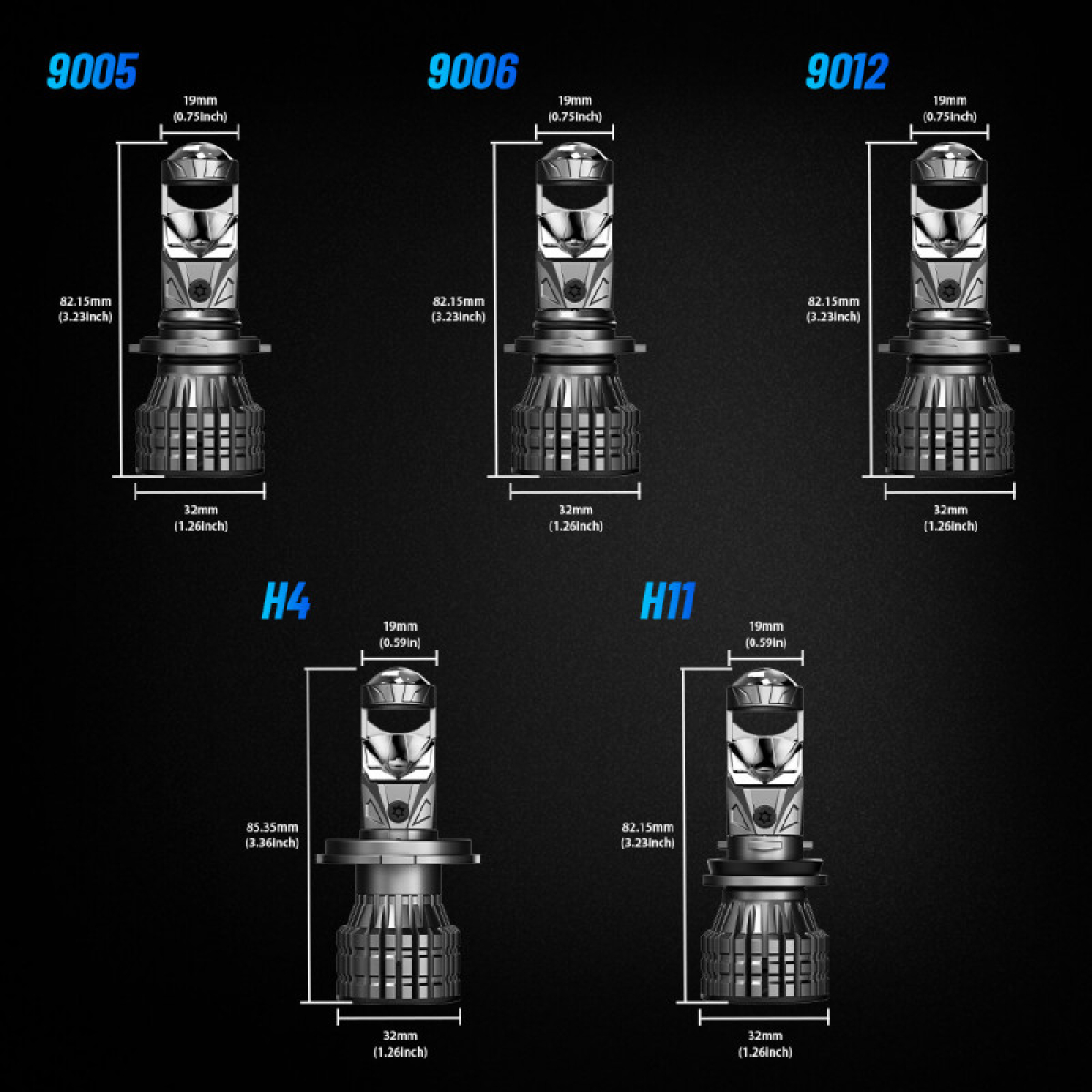 NovSightΣετ Λάμπες Αυτοκινήτου H4 LED με Προτζέκτορα 12-24V 120W 22000LM 6500K IP68 A500-N92