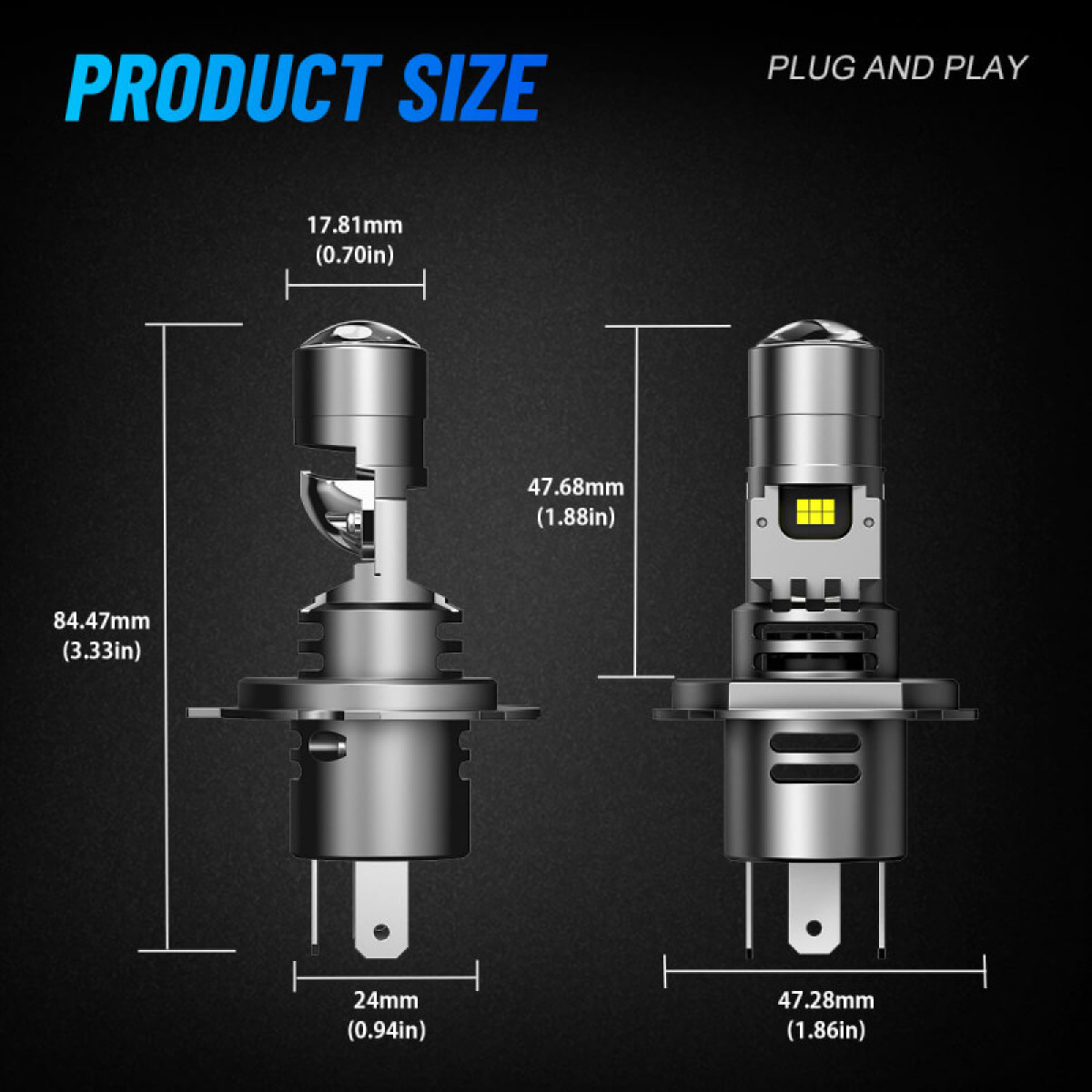 NovSightΣετ Λάμπες Αυτοκινήτου H4 LED με Προτζέκτορα 12V 60W 17000LM 6500K IP68 A500-N91