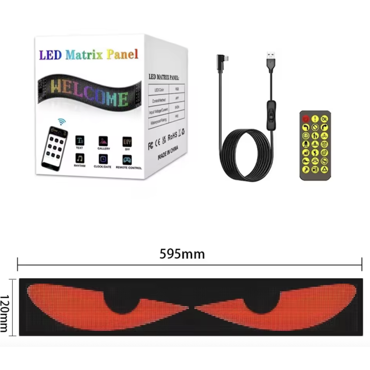 Πίνακας RGB LED Matrix 16x96 5V 2A 120x595mm