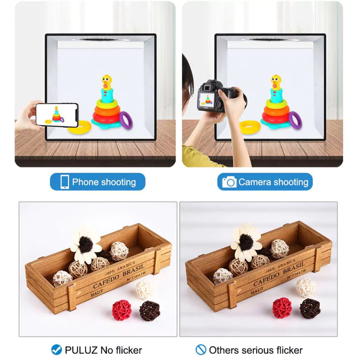PULUZ PU5032B Αναδιπλούμενο Mini Photo Studio 30x30cm Με 6 Σκηνικά και LED Φωτισμό