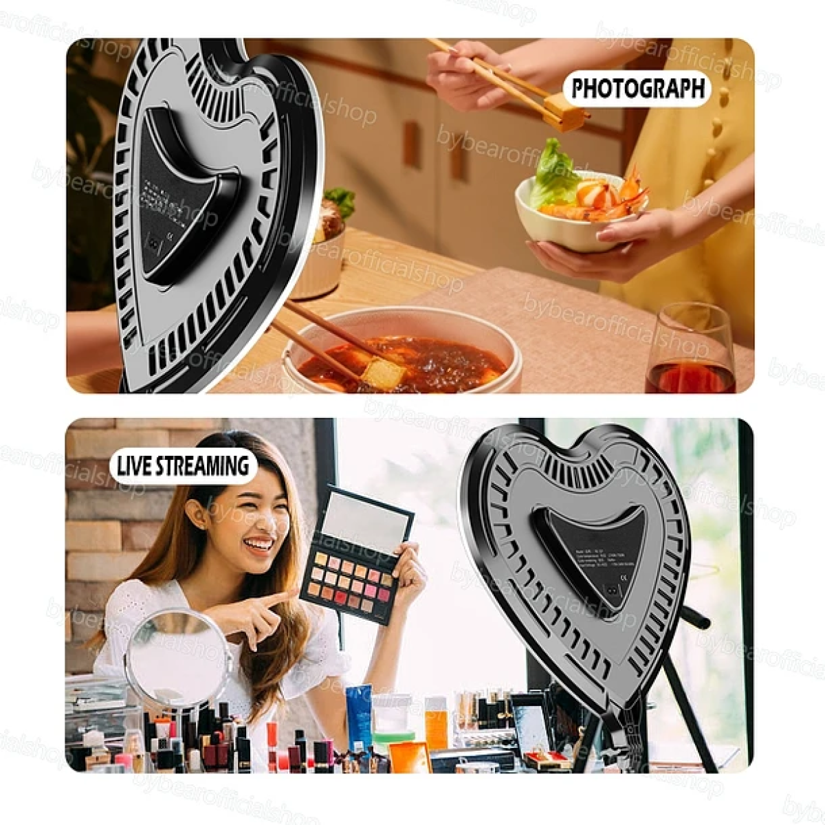 Ring Light Απαλού φωτισμού σε σχήμα Καρδιάς 42cm με Τρίποδο RL-520