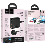 Σταθμός Φόρτισης 75W Με 6 Θύρες PD45W + QC3.0 UK Hoco C133B Earl