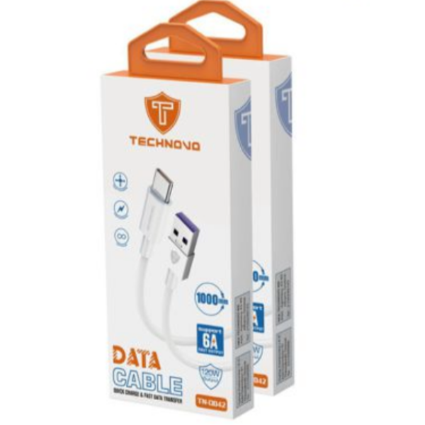 Technovo TN-D042 Καλώδιο Γρήγορης Φόρτισης & Δεδομένων USB-A σε Type-C 6A