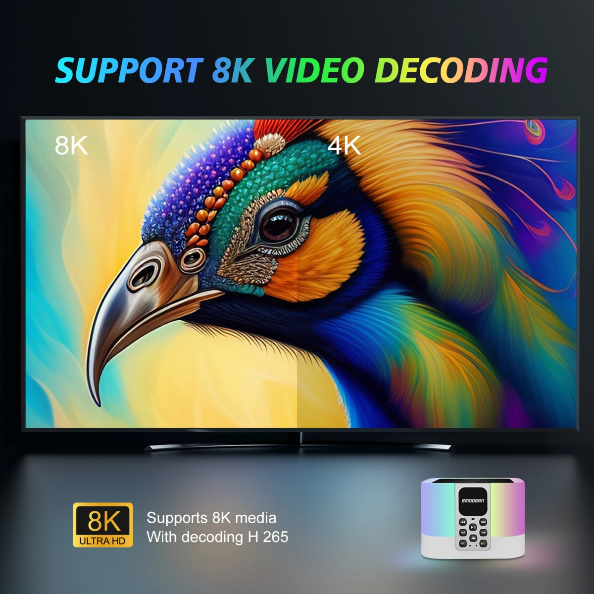 TV Box Και Bluetooth Ηχείο Με Φωτισμό RGB Andowl TV6 Mate