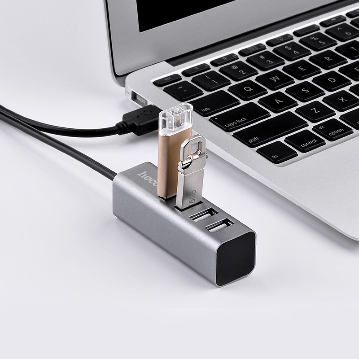 USB 2.0 Hub 4 Θυρών με σύνδεση USB-A & Θύρα Φόρτισης Hoco HB1