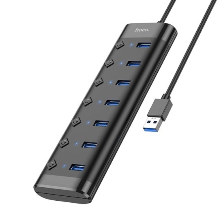 USB 3.0 Hub 7 Θυρών με Σύνδεση USB-A Hoco HB40 Μαύρο