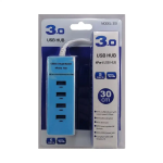 USB Hub 4 Θυρών με Σύνδεση USB 3.0 και Διακόπτες ON/OFF Μπλε