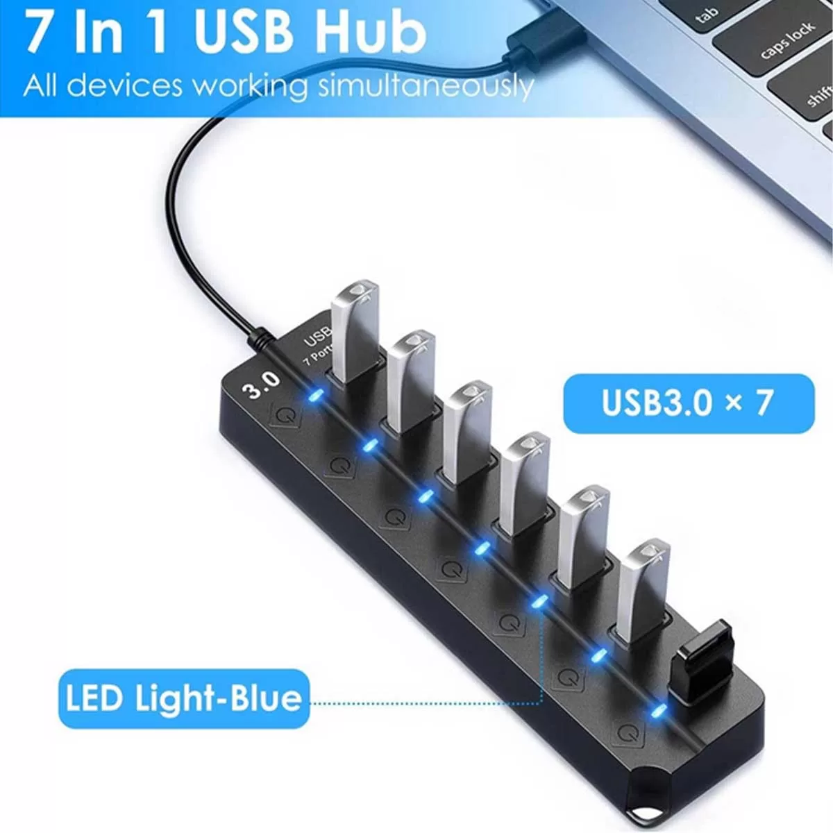 USB Hub 7 Θυρών 3.0 Με Διακόπτες ARRANGO AC49296