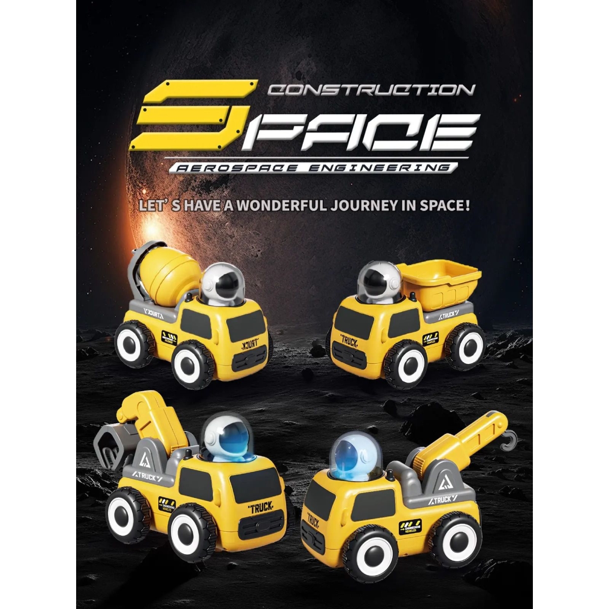 Τηλεκατευθυνόμενο Αυτοκίνητο Space Construction 4 σε 1 SDS-26799 με Μπετονιέρα, Ανατροπή, Εκσκαφέα & Γερανό