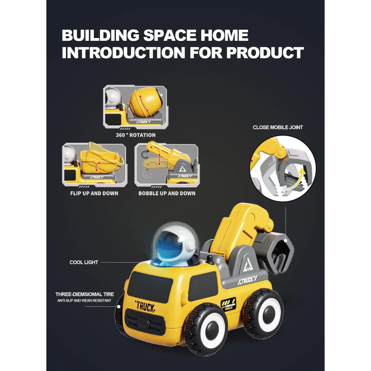Τηλεκατευθυνόμενο Αυτοκίνητο Space Construction 4 σε 1 SDS-26799 με Μπετονιέρα, Ανατροπή, Εκσκαφέα & Γερανό